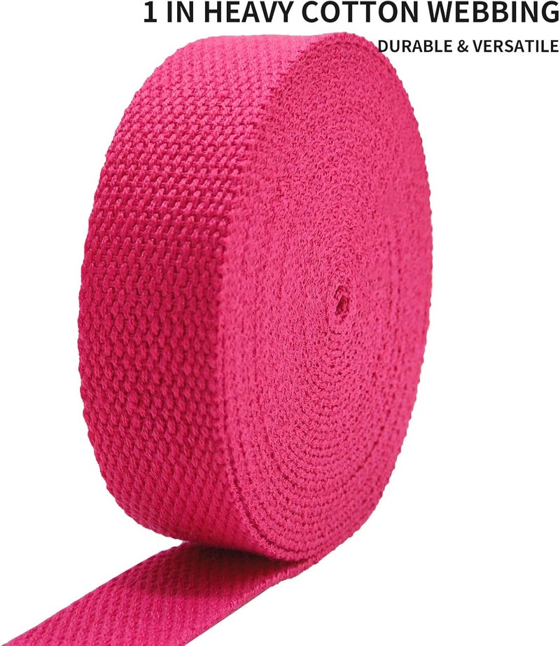 Evora 1 inch Cotton Webbing Braid Handles Bag Strap 15ft High Density Webbing Plain Weave Straps for Cloth Tote Bag, Pet Collars, DIY Projects, Crafts, Outdoor Accessories (Rose 503) - Image 4